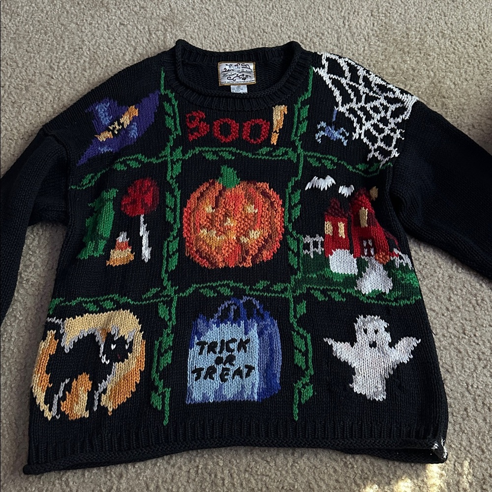 Halloween Themed Sweater with Colorful Graphics